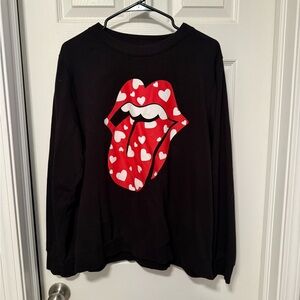 Target Black Sweater with Red & White Heart Graphic